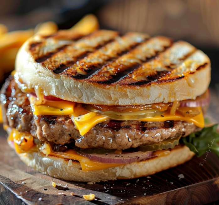 Panini-Burger mit Cheddar